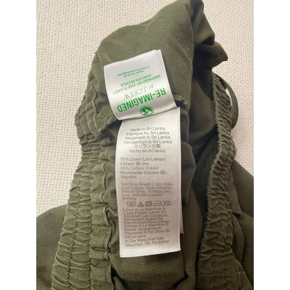 J.Crew Olive Linen Blend Drawstring Pull-On Pants Women's Size 4 lagenlook comfy
